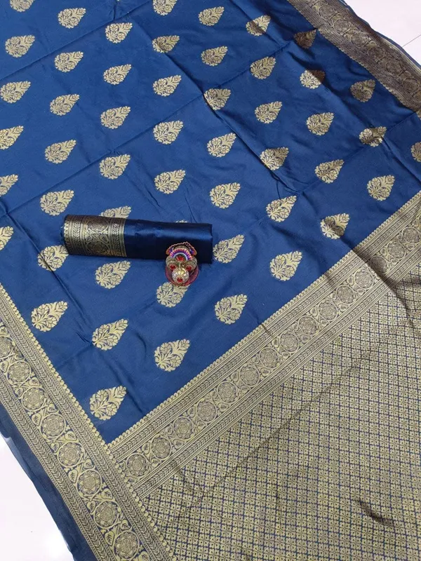 Blue_Embellished_Banarasi_Jacquard_Saree_(Blue)